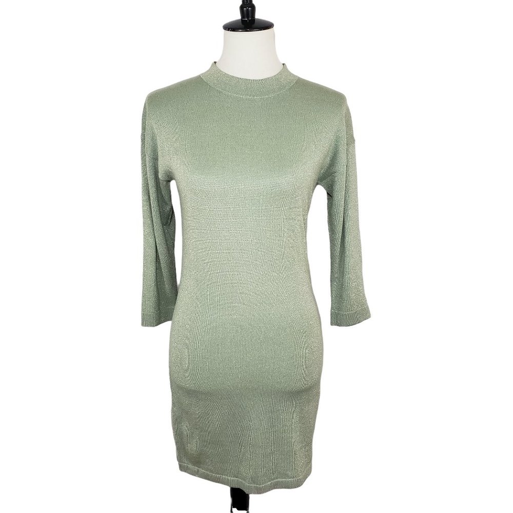 Callahan Revovle Green Metallic Knit Sweater Dress XS
